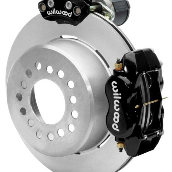 Wilwood Forged Dynalite Rear Electronic Parking Brake Kit - Black Powder Coat Caliper - Plain Rotor