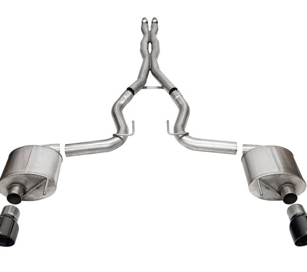 Corsa 2024 Ford MustangGT Sport Cat-Back Ex.Sys 3.0in Dual Rear Exit w/4.5in Blk PVD Pro Series Tips