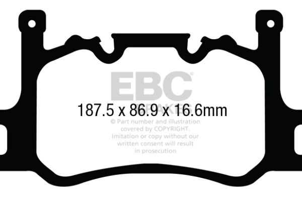 EBC 13-15 Porsche 911 (991) (Cast Iron Rotor only) 3.8 GT3 Yellowstuff Rear Brake Pads