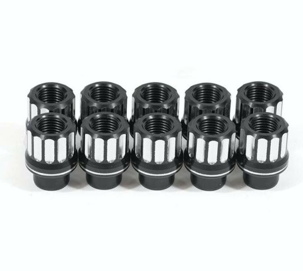 BMR Lug Nut Kit 14mm x 1.50 RH Conical 12-pt Aluminum (Set of 10) - Black Anodized