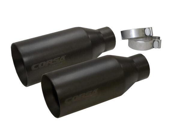 Corsa 2017-2020 Ford F-150 Raptor 3in Inlet / 5in Outlet Black Cerakote Tip Kit (For Corsa Exh Only)