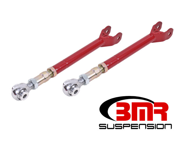 BMR 08-17 Challenger Lower Trailing Arms w/ On-Car Adj. Rod Ends - Red
