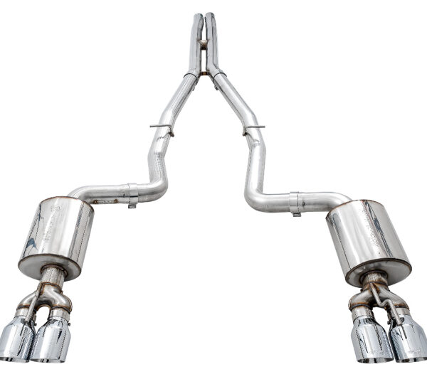 AWE Tuning 2017+ Challenger 5.7L Touring Edition Exhaust - Non-Resonated - Chrome Silver Quad Tips