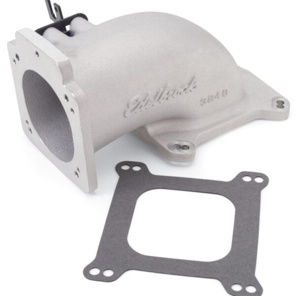 Edelbrock Low Profile Intake Elbow 90mm Throttle Body to Square-Bore Flange As-Cast Finish