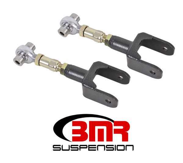 BMR 79-04 Fox Mustang Upper Control Arms On-Car Adj. Rod Ends - Black Hammertone