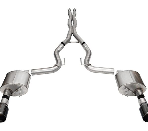 Corsa 24 Ford MustangGT Xtreme Cat-Back Ex.Sys 3.0in Dual Rear Exit w/4.5in Blk PVD StraightCut Tip