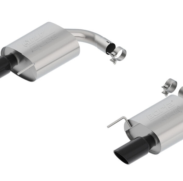 Borla Atak S Rear Section 15-17 Ford Mustang GT 5.0L V8 MT/AT 2.5in pipe 4in tip (Black Chrome)