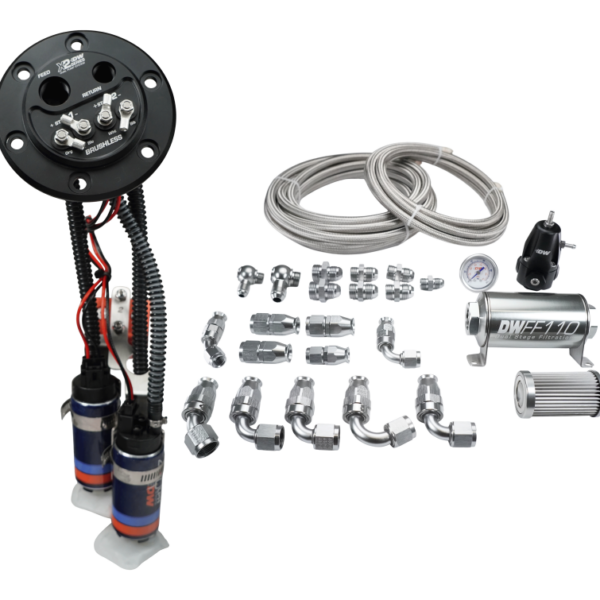 Deatschwerks X2 Series Fuel Pump Hanger w/ Dual DW420 Pumps/PTFE Plumbing kit for 92-00 Honda Civic