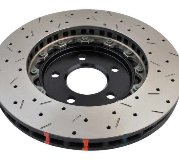 DBA 05-10 Ford Mustang GT / 11-13 V6 Front Drilled & Slotted 5000 Series 2 Piece Rotor w/ Black Hat