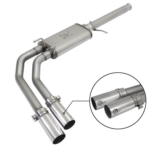 aFe Rebel Series CB 3in Middle Side Exit SS Exht w/Polish Tips 09-16 Chevy Silverado/GMC Sierra 1500