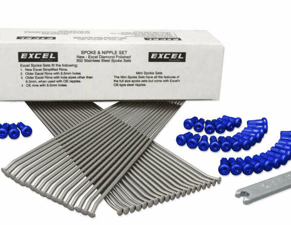 Excel Rear Spoke/Blue Nipple Set (w/ Wrench) - 8 Gauge / 36 Qty - Blue