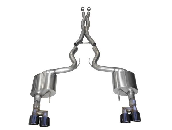 Corsa 18-23 Ford Mustang 5.0L V8 3in Xtreme Cat-Back Dual Rear Exit w/ 4in Black PVD Pro-Series Tips
