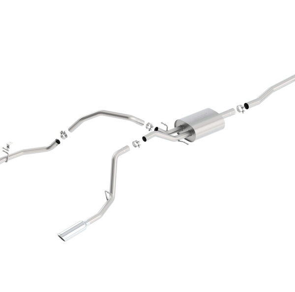 Borla 14 Silv/Sierra 1500 C/B S-Type Exh/2.75in Into Dual 2.25in Out 4in Tip Split Rear Exit