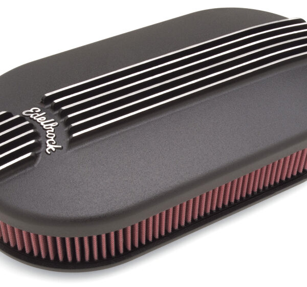 Edelbrock Air Cleaner Classic Series Oval Aluminum 17 5In X 9 35In X 4 45In Dual Carburetor Black