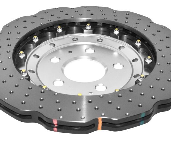 DBA 2014+ Audi RS Q3  Front 5000 Series Cross Drilled & Dimpled Rotor w/Clear Anodized Hat