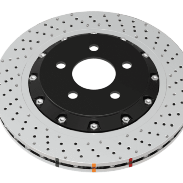 DBA 18-21 Subaru WRX STI Front 5000 Series 2-Piece Drilled Rotor w/Black Hat