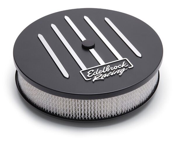 Edelbrock Air Cleaner Racing Series Round Aluminum Top Cloth Element 14In Dia X 3 125In Dropped Base
