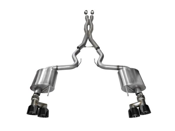 Corsa 2015-2017 Ford Mustang GT 5.0 3in Cat Back Exhaust Black Quad Tips (Sport)