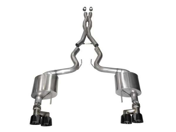 Corsa 2015-2017 Ford Mustang GT 5.0 3in Cat Back Exhaust Black Quad Tips (Xtreme)