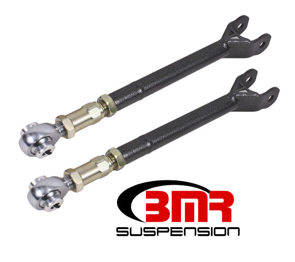 BMR 08-17 Challenger Lower Trailing Arms w/ On-Car Adj. Rod Ends - Black Hammertone
