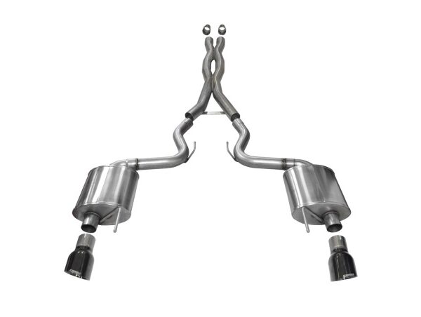 Corsa 2015-2017 Ford Mustang GT 5.0 3in Cat Back Exhaust Black Dual Tips (Sport)