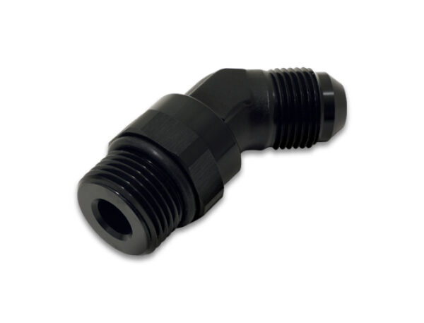 Vibrant -6AN Male Flare to Male -8AN ORB Swivel 45 Degree Adapter Fitting - Anodized Black