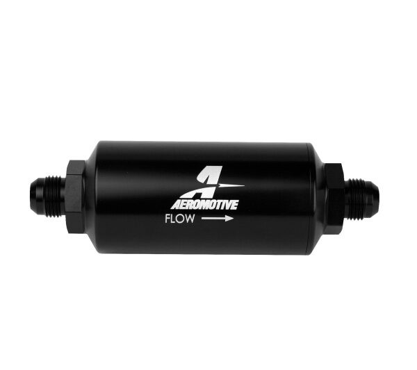 Aeromotive In-Line Filter - AN-08 size Male - 10 Micron Microglass Element - Bright-Dip Black