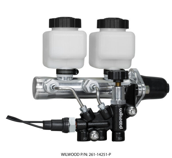 Wilwood Tandem Remote M/C Kit w L/H Brkt & Prop Valve - 1in Bore Ball Burnished