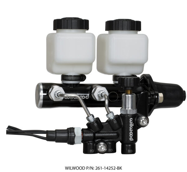 Wilwood Tandem Remote M/C Kit w L/H Brkt & Prop Valve - 1 1/8in Bore Black