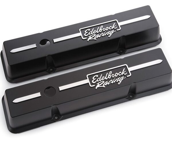 Edelbrock Valve Cover Racing Series Chevrolet 1959-1986 262-400 CI V8 Low Black
