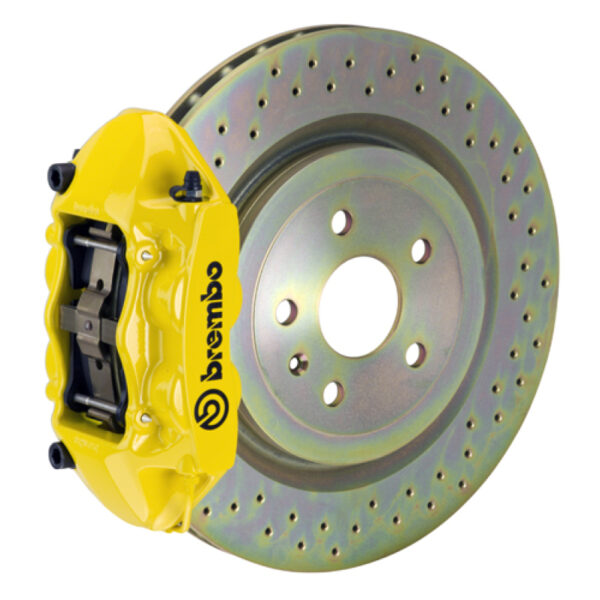 Brembo SS Rear GT BBK 4 Piston Cast 365x28 1pc Rotor Drilled- Yellow