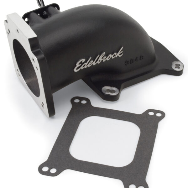 Edelbrock Low Profile Intake Elbow 90mm Throttle Body to Square-Bore Flange Black Finish