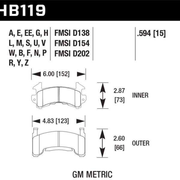 Hawk DTC-80 76-88 Chevy Camaro Rear Race Brake Pads