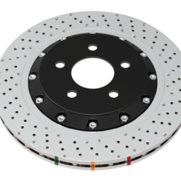 DBA 2022+ Volkswagen Golf R Mk8 5000 Series Cross Drilled & Dimpled 2 Piece Front Brake Rotor