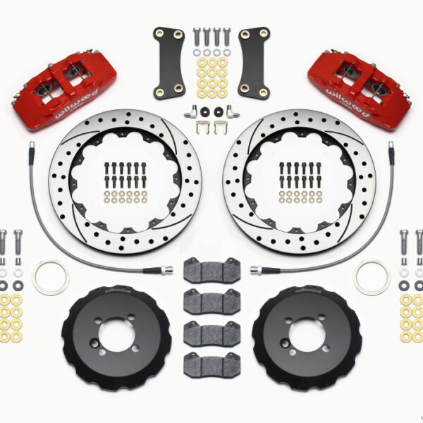 Wilwood Dynapro 6 Front Hat Kit 12.88in Drilled Red 2002-Up Mini Cooper w/ Lines