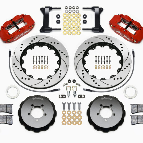 Wilwood Narrow Superlite 6R Front Hat Kit 14.00in Drilled Red 1999-2012 Subaru WRX w/Lines