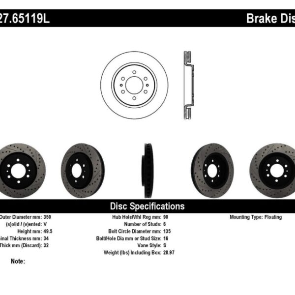 StopTech Slotted & Drilled Sport Brake Rotor