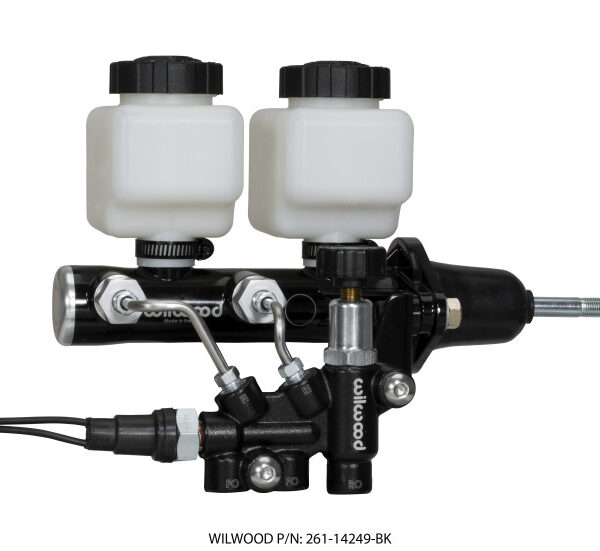 Wilwood Tandem Remote M/C Kit w L/H Brkt & Prop Valve - 7/8in Bore Black-W/Pushrod