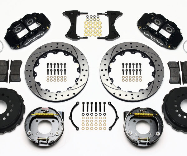 Wilwood Narrow Superlite 4R Rear P-Brk Kit 12.88in Drilled Chevy 12 Bolt-Spec 3.15in Brng Front mt