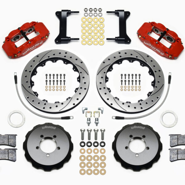 Wilwood Narrow Superlite 6R Front Hat Kit 12.88in Drill Red 2012-Up Toyota / Scion FRS w/ Lines