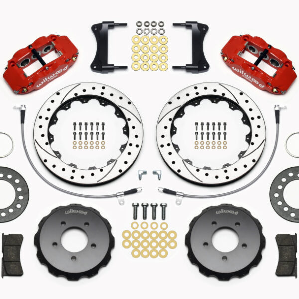Wilwood Narrow Superlite 6R Front Hat Kit 12.88in Drill Red 2005-Up Mazda Miata w/ Lines