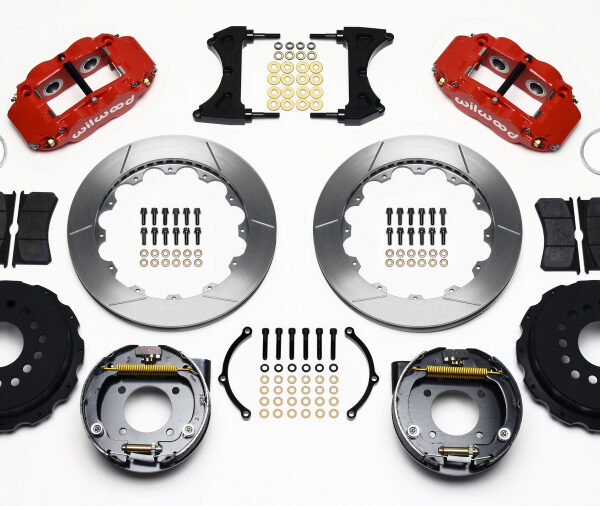Wilwood Narrow Superlite 4R Rear P-Brk Kit 12.88in Red Chevy 12 Bolt w/ C-Clips Stggrd mt