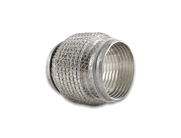 Vibrant SS Flex Coupling with Interlock Liner and Mesh Braid 3in inlet/outlet x 4in long