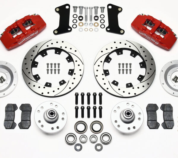 Wilwood Dynapro 6 Front Hub Kit 12.19in Drilled Red 67-69 Camaro (*Line Kit Needed*)