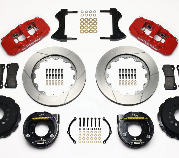 Wilwood AERO4 Rear P-Brake Kit 14.00in Red 2005-2014 Mustang