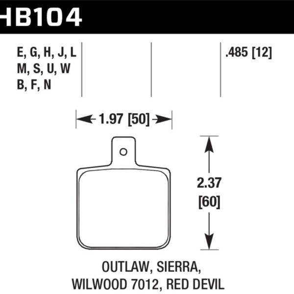 Hawk Wilwood DL Single Outlaw w/ 0.156 in. Center Hole DTC-70 Motorsports Brake Pads
