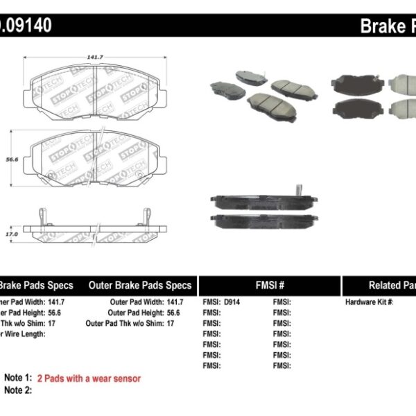 StopTech Performance 03-10 Honda Accord / 02-06 CR-V / 03-08 Pilot Front Brake Pads