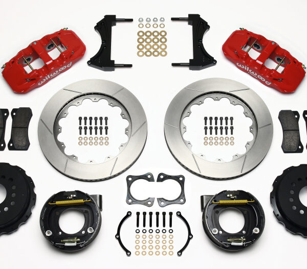Wilwood AERO4 Rear P-Brake Kit 14.00in Red 58-64 Olds/Pontiac Ends 2.81in Offset