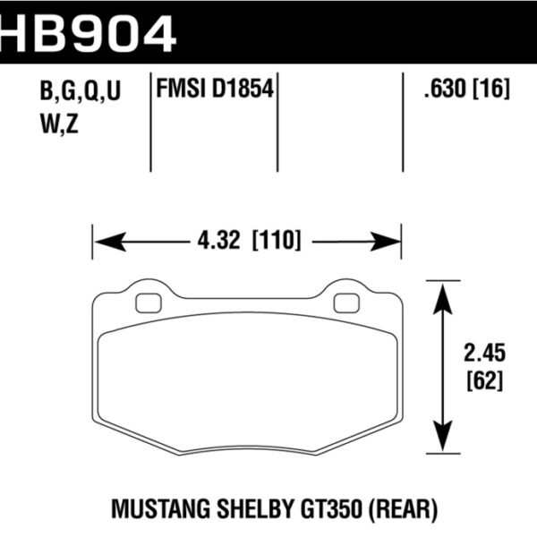 Hawk 15-17 Ford Mustang Shelby GT350/GT350R DTC-80 Race Rear Brake Pads