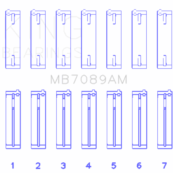 King Audi/Volkswagen ABV/AES/AUE Crankshaft Main Bearing Set (Set of 7) (Standard Size)